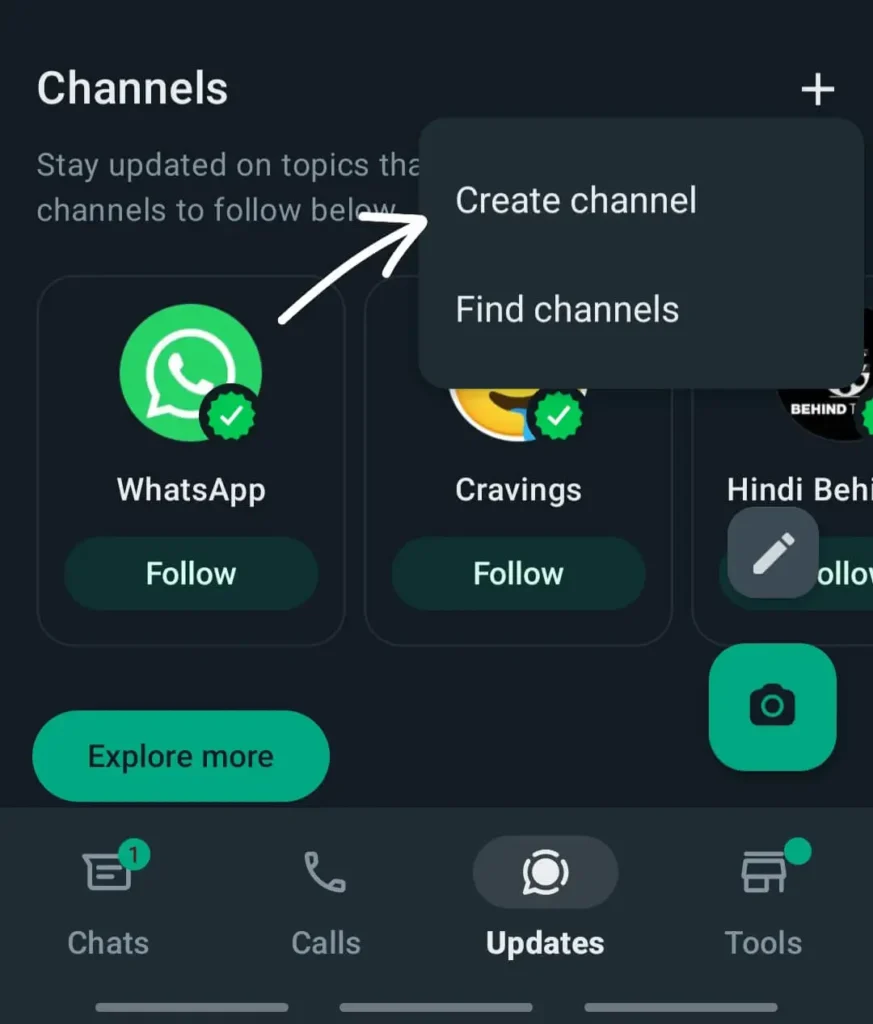 create whatsapp channel