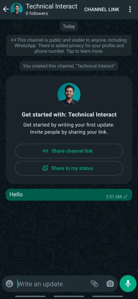 create whatsapp channel